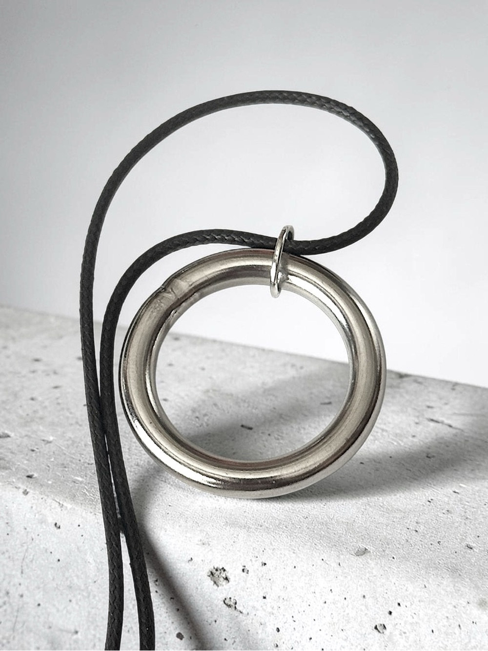 Sleek Stainless Steel Circular Metal Pendant Necklace